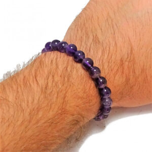 Pulsera Hombre de Amatista bola 8 mm